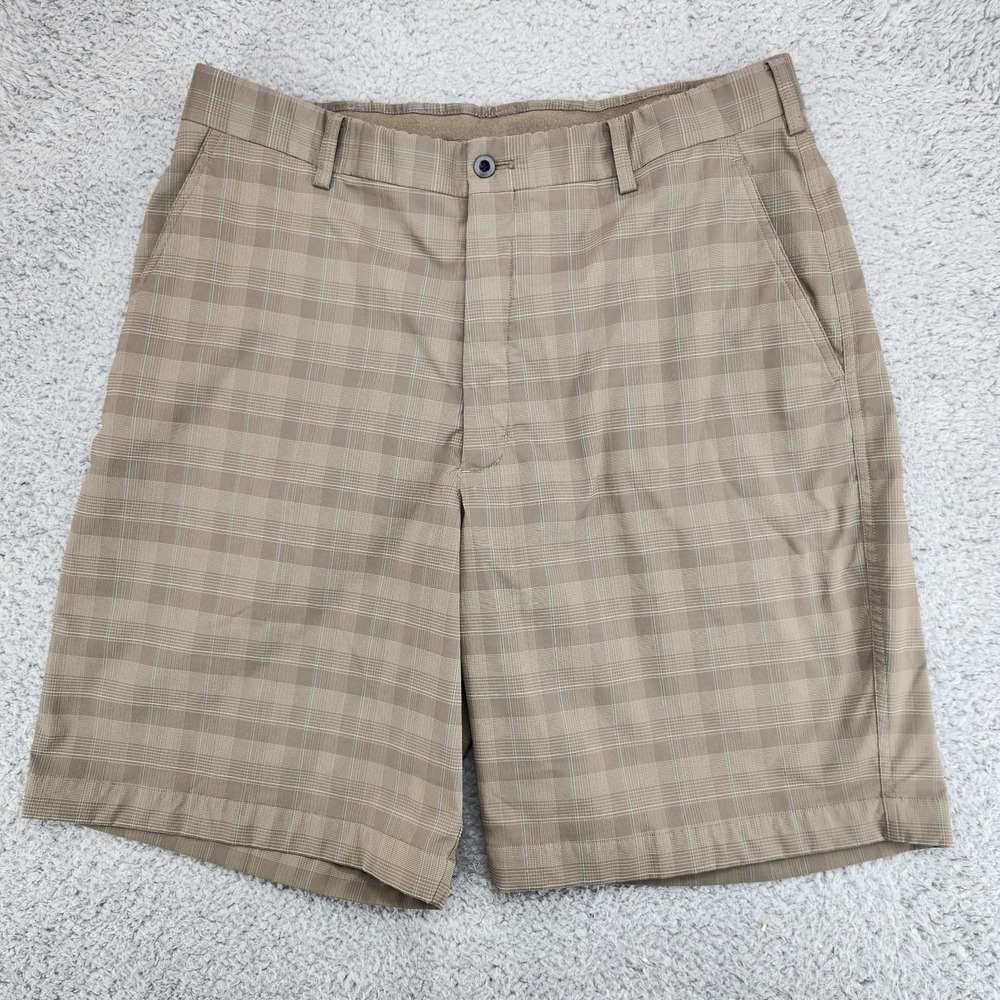 Nike Golf Fit Dry Plaid Chino Shorts Mens Size 36 Brown